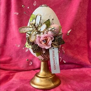 Mark Roberts insp.  - Decorative Easter Egg with Butterfly and Floral Accents